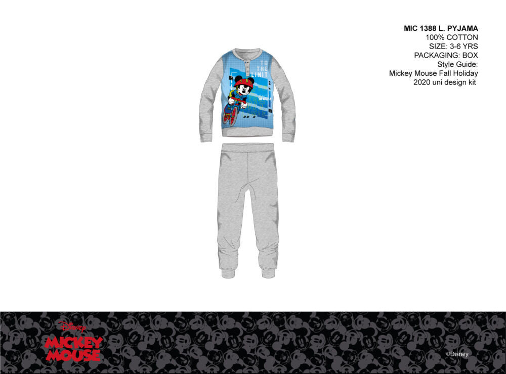 Disney Mickey mouse thin cotton children's pajamas - jersey pajamas - gray - 116